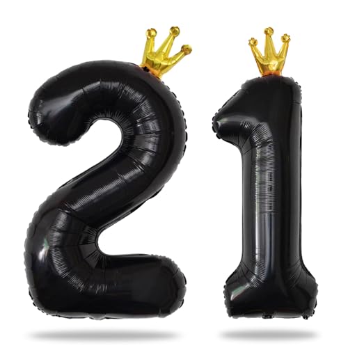 Yiran 40 Zoll Schwarz Folienballon mit Gold Krone, Große Zahlenballons, Helium 21 Ballon Zahlen, Schwarz 21 Geburtstag Dekorationen für Männer Frauen/Jubiläum Party Dekorationen Yiran 40 Zoll Schwarz Folienballon mit Gold Krone, Große Zahlenballons, Helium 21 Ballon Zahlen, Schwarz 21 Geburtstag Dekorationen für Männer Frauen/Jubiläum Party Dekorationen von Yiran