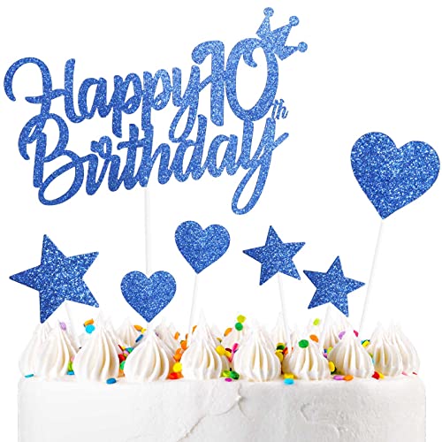 Yiran 7Stück Happy 10th Birthday Cake Topper Kuchendeko Dekoration. Doppelseitig Geburtstag Jungen und Mädchen Blau Tortendeko 10 Geburtstag Mit Herz Stern Glitter Cake Topper für 10 Geburtstag Yiran 7Stück Happy 10th Birthday Cake Topper Kuchendeko Dekoration. Doppelseitig Geburtstag Jungen und Mädchen Blau Tortendeko 10 Geburtstag Mit Herz Stern Glitter Cake Topper für 10 Geburtstag von Yiran