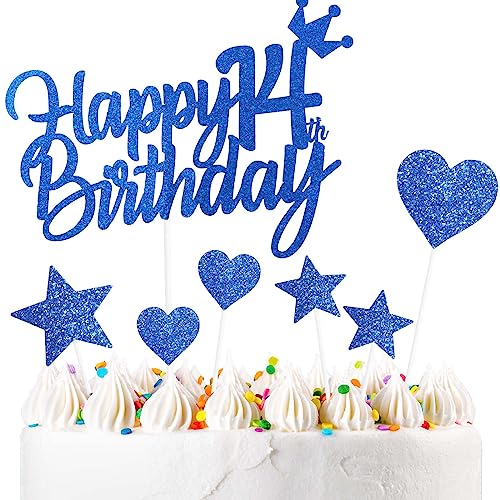 Yiran 7Stück Happy 14th Birthday Cake Topper Kuchendeko Dekoration. Doppelseitig Geburtstag Jungen und Mädchen Blau Tortendeko 14 Geburtstag Mit Herz Stern Glitter Cake Topper für 14 Geburtstag Yiran 7Stück Happy 14th Birthday Cake Topper Kuchendeko Dekoration. Doppelseitig Geburtstag Jungen und Mädchen Blau Tortendeko 14 Geburtstag Mit Herz Stern Glitter Cake Topper für 14 Geburtstag von Yiran