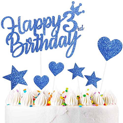 Yiran 7Stück Happy 3rd Birthday Cake Topper Kuchendeko Dekoration. Doppelseitig Geburtstag Jungen und Mädchen Blau Tortendeko 3 Geburtstag Mit Herz Stern Glitter Cake Topper für 3 Geburtstag Yiran 7Stück Happy 3rd Birthday Cake Topper Kuchendeko Dekoration. Doppelseitig Geburtstag Jungen und Mädchen Blau Tortendeko 3 Geburtstag Mit Herz Stern Glitter Cake Topper für 3 Geburtstag von Yiran