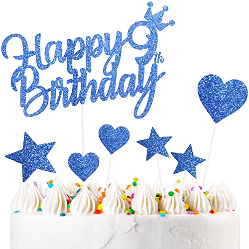 Yiran 7Stück Happy 9th Birthday Cake Topper Kuchendeko Dekoration. Doppelseitig Geburtstag Jungen und Mädchen Blau Tortendeko 9 Geburtstag Mit Herz Stern Glitter Cake Topper für 9 Geburtstag Yiran 7Stück Happy 9th Birthday Cake Topper Kuchendeko Dekoration. Doppelseitig Geburtstag Jungen und Mädchen Blau Tortendeko 9 Geburtstag Mit Herz Stern Glitter Cake Topper für 9 Geburtstag von Yiran