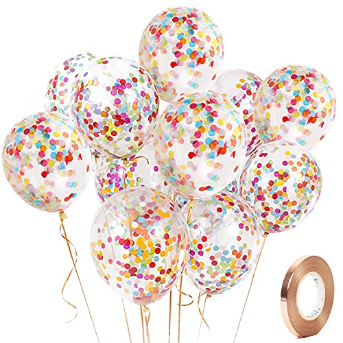 Yiran Bunte Konfetti-Luftballons, Latex, 30,5 cm, mit 1 Ballon-Ersatz und 1 Band, Dekorationen für Geburtstagsfeiern, Hochzeiten, Jubiläen und Feiern, 12 Stück von Yiran