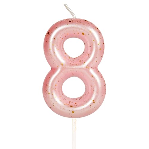 Yiran Geburtstagskerze, Zahl 8. Buchstabe, rosa Gold, Happy Birthday Kerzen 8 Jahre, für Kuchendekoration, Geburtstagskerzen, Dekoration für Babys, Mädchen, Geburtstagspartys, Hochzeitstag (Roségold Yiran Geburtstagskerze, Zahl 8. Buchstabe, rosa Gold, Happy Birthday Kerzen 8 Jahre, für Kuchendekoration, Geburtstagskerzen, Dekoration für Babys, Mädchen, Geburtstagspartys, Hochzeitstag (Roségold von Yiran