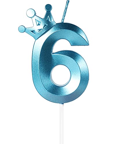 Yiran Geburtstagskerze Zahlen 6, 8cm Blau Geburtstagskerzen mit Krone, Kerze Geburtstag, Geburtstag Kerze, Tortendeko Geburtstag, Kuchendeko Geburtstag, Geburtstagskerzen für Geburtstagsdeko, Nummer 6 Yiran Geburtstagskerze Zahlen 6, 8cm Blau Geburtstagskerzen mit Krone, Kerze Geburtstag, Geburtstag Kerze, Tortendeko Geburtstag, Kuchendeko Geburtstag, Geburtstagskerzen für Geburtstagsdeko, Nummer 6 von Yiran