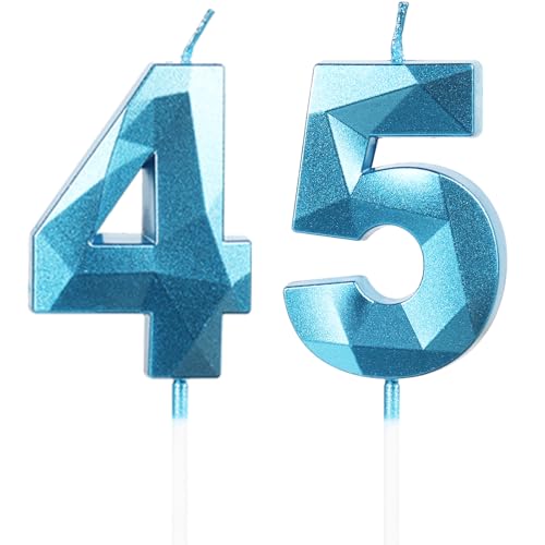 Yiran Geburtstagskerzen Zahlen 45 for für Geburtstagsdeko Blau, Tortendeko Geburtstag Blau, Kuchendeko Geburtstag,Nummer 45 Yiran Geburtstagskerzen Zahlen 45 for für Geburtstagsdeko Blau, Tortendeko Geburtstag Blau, Kuchendeko Geburtstag,Nummer 45 von Yiran