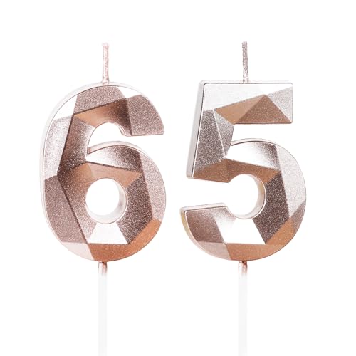Yiran Geburtstagskerzen Zahlen 65, Roségold Geburtstagskerzen, 3D Kerzen Geburtstag, Kuchendeko Geburtstag, Geburtstagskerzen für Geburtstagsdeko, Nummer 65 Yiran Geburtstagskerzen Zahlen 65, Roségold Geburtstagskerzen, 3D Kerzen Geburtstag, Kuchendeko Geburtstag, Geburtstagskerzen für Geburtstagsdeko, Nummer 65 von Yiran