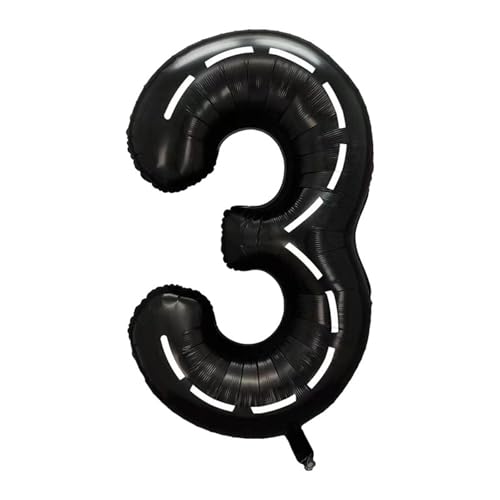 Yiran Helium 101,6 cm schwarze Rennwagen-Ballons, schwarz-weiß gestreift, 3 Folien-Mylar-Ballons für 3. Geburtstagsparty, Rennthemen-Dekorationen Yiran Helium 101,6 cm schwarze Rennwagen-Ballons, schwarz-weiß gestreift, 3 Folien-Mylar-Ballons für 3. Geburtstagsparty, Rennthemen-Dekorationen von Yiran