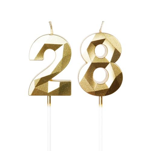 Yiran Kerzen zum 28. Geburtstag, Zahl 28, goldene Kerzen, Geburtstagskerze für Kuchen, Happy Birthday Kerze, Tortenaufsatz, Dekorationen für Geburtstagsparty, Hochzeitstag, Feier Supplies Yiran Kerzen zum 28. Geburtstag, Zahl 28, goldene Kerzen, Geburtstagskerze für Kuchen, Happy Birthday Kerze, Tortenaufsatz, Dekorationen für Geburtstagsparty, Hochzeitstag, Feier Supplies von Yiran