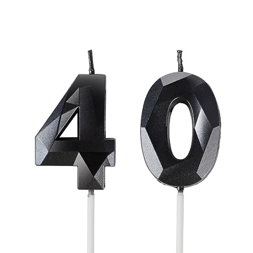 Yiran Kerzen zum 40. Geburtstag, Zahl 40, schwarze Kerzen, Geburtstagskerze für Kuchen, Happy Birthday Kerze, Tortenaufsatz, Dekorationen für Geburtstagsparty, Hochzeitstag, Feier Yiran Kerzen zum 40. Geburtstag, Zahl 40, schwarze Kerzen, Geburtstagskerze für Kuchen, Happy Birthday Kerze, Tortenaufsatz, Dekorationen für Geburtstagsparty, Hochzeitstag, Feier von Yiran