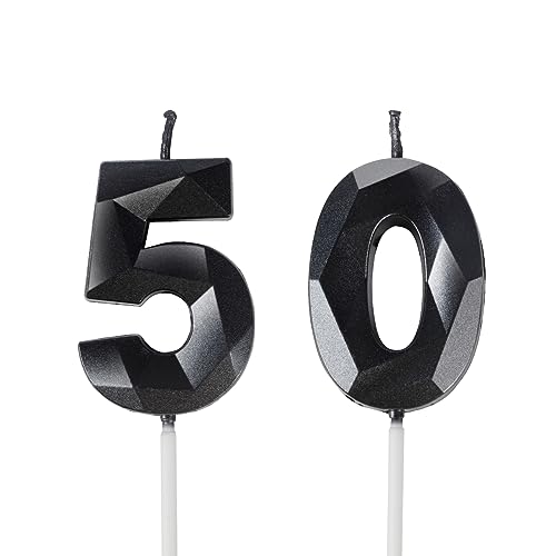 Yiran Kerzen zum 50. Geburtstag, Zahl 50, Schwarze Kerzen, Geburtstagskerze für Kuchen, Happy Birthday Kerze, Tortenaufsatz, Dekorationen für Geburtstagsparty, Hochzeitstag, Fe Yiran Kerzen zum 50. Geburtstag, Zahl 50, Schwarze Kerzen, Geburtstagskerze für Kuchen, Happy Birthday Kerze, Tortenaufsatz, Dekorationen für Geburtstagsparty, Hochzeitstag, Fe von Yiran