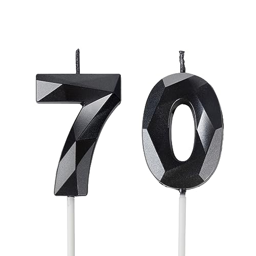 Yiran Kerzen zum 70. Geburtstag, Zahl 70, schwarze Kerzen, Geburtstagskerze für Kuchen, Happy Birthday Kerze, Tortenaufsatz, Dekorationen für Geburtstagsparty, Hochzeitstag, Feier Yiran Kerzen zum 70. Geburtstag, Zahl 70, schwarze Kerzen, Geburtstagskerze für Kuchen, Happy Birthday Kerze, Tortenaufsatz, Dekorationen für Geburtstagsparty, Hochzeitstag, Feier von Yiran