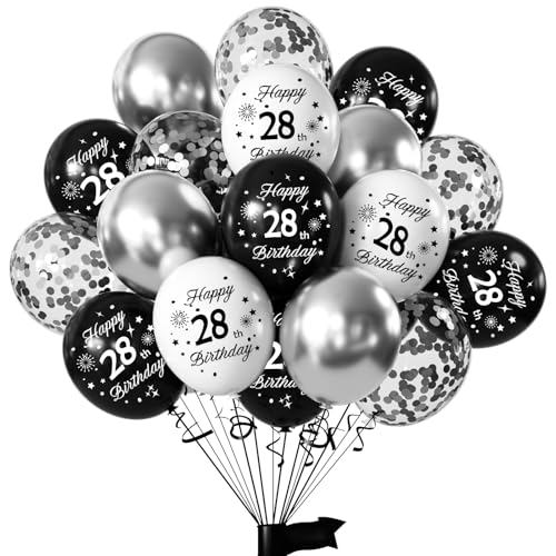 Yiran Luftballons 28 Geburtstag Frauen Mann, 16 Stück Deko 28. Geburtstag Luftballons Schwarz Weiß Silber, 12 Zoll Happy Birthday Deko Balloons, Schwarz Luftballons 28. Geburtstag Party Deko Yiran Luftballons 28 Geburtstag Frauen Mann, 16 Stück Deko 28. Geburtstag Luftballons Schwarz Weiß Silber, 12 Zoll Happy Birthday Deko Balloons, Schwarz Luftballons 28. Geburtstag Party Deko von Yiran