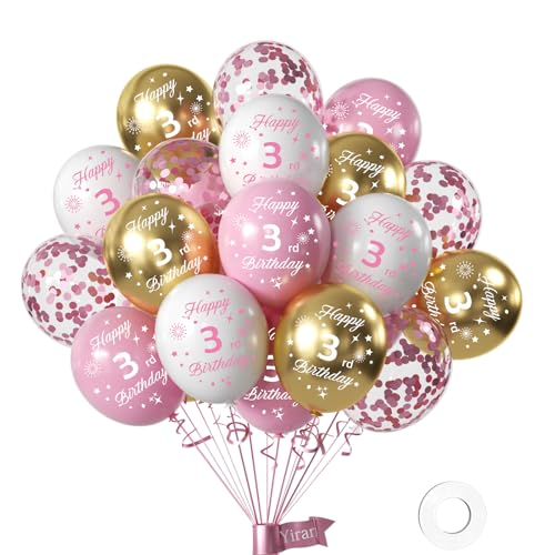 Yiran Luftballons 3 Jahre Geburtstag Deko, 16 Stück Geburtstag Deko 3 Jahre Mädchen, Happy Birthday Deko Luftballon Weiß Rose Gold, Deko 3 Geburtstag Konfetti Luftballons, Birthday Party Deko Yiran Luftballons 3 Jahre Geburtstag Deko, 16 Stück Geburtstag Deko 3 Jahre Mädchen, Happy Birthday Deko Luftballon Weiß Rose Gold, Deko 3 Geburtstag Konfetti Luftballons, Birthday Party Deko von Yiran