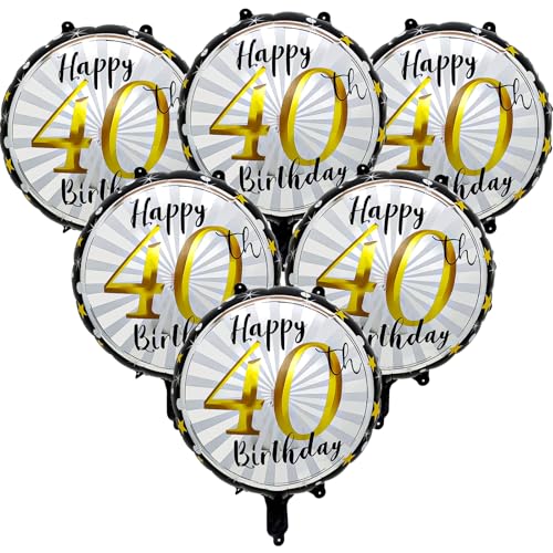 Yiran Luftballons 40 Geburtstag Deko Mann Frau, 18 Zoll 'Happy 40th Birthday" Folienballon, 6 Stück Geburtstag Schwarz Gold Deko Helium Ballon für 40.Geburtstagsdeko Jubiläum Party Deko Yiran Luftballons 40 Geburtstag Deko Mann Frau, 18 Zoll 'Happy 40th Birthday" Folienballon, 6 Stück Geburtstag Schwarz Gold Deko Helium Ballon für 40.Geburtstagsdeko Jubiläum Party Deko von Yiran