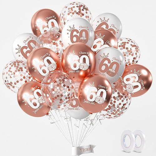 Yiran Luftballons 60 Geburtstag Deko, 15 Stück 60.Geburtstag Junge Mädchen Rose Gold Deko, Happy Birthday Ballons Rose Gold Deko, Deko 60.Geburtstag Konfetti Luftballons, Birthday Party Deko Yiran Luftballons 60 Geburtstag Deko, 15 Stück 60.Geburtstag Junge Mädchen Rose Gold Deko, Happy Birthday Ballons Rose Gold Deko, Deko 60.Geburtstag Konfetti Luftballons, Birthday Party Deko von Yiran