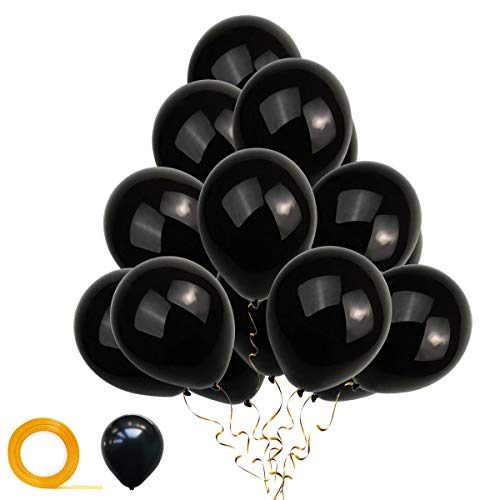 Yiran Luftballons Schwarz – 30 Stück Latex Luftballons Geburtstag, 30,5 cm/ 12 Zoll Ballons Girlande Schwarz Satz mit 1 x Ballonersatz und 1 x Band für Deko Geburtstag, Deko Babyparty, Deko Hochzeit von Yiran