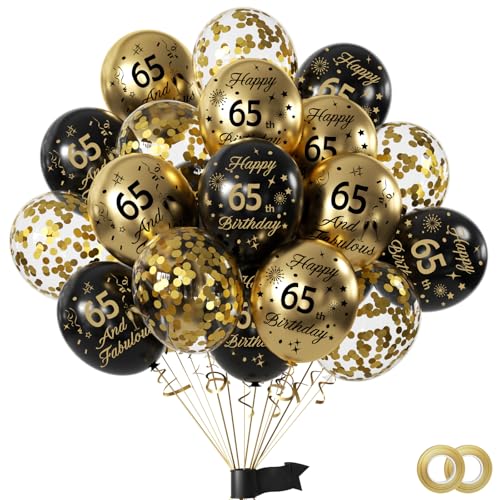 Yiran Luftballons zum 65. Geburtstag, Schwarz Gold, 15 Stück – Männer & Frauen Happy Birthday Party Dekorationen – Latex-Konfetti-Ballons, 30,5 cm & Band Yiran Luftballons zum 65. Geburtstag, Schwarz Gold, 15 Stück – Männer & Frauen Happy Birthday Party Dekorationen – Latex-Konfetti-Ballons, 30,5 cm & Band von Yiran