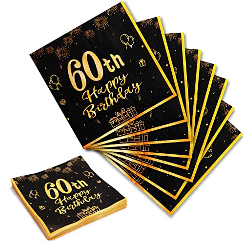 Yiran Servietten 60 Geburtstagsdeko,Mann Frau Servietten 20 Stück Schwarze Gold Happy Birthday Servietten 33cm x 33cm Papierservietten Party Supplies Tischdekoration Geburtstag Feiern Party Jubiläum Yiran Servietten 60 Geburtstagsdeko,Mann Frau Servietten 20 Stück Schwarze Gold Happy Birthday Servietten 33cm x 33cm Papierservietten Party Supplies Tischdekoration Geburtstag Feiern Party Jubiläum von Yiran