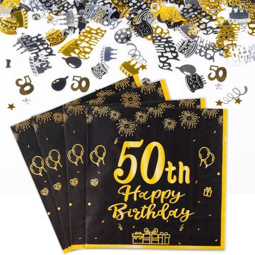 Yiran Tischdeko 50. Geburtstag Mädchen Junge Enthält 20 Stk Servietten 50 Geburtstag und 5g Konfetti Geburtstag Deko, 50 Geburtstag Deko Schwarz Gold Happy Birthday Party Supplies Tischdekoration Yiran Tischdeko 50. Geburtstag Mädchen Junge Enthält 20 Stk Servietten 50 Geburtstag und 5g Konfetti Geburtstag Deko, 50 Geburtstag Deko Schwarz Gold Happy Birthday Party Supplies Tischdekoration von Yiran