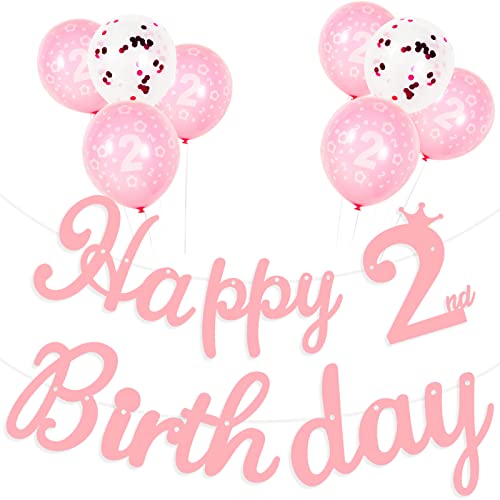 Yiran Rosa Dekorationen für Mädchen zum 2. Geburtstag mit 6 Luftballons und 2 Konfetti Yiran Rosa Dekorationen für Mädchen zum 2. Geburtstag mit 6 Luftballons und 2 Konfetti von Yiran