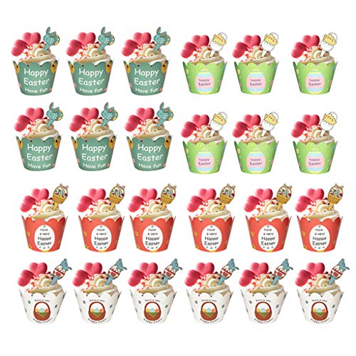 1 Set Ostern Cupcake Topper Wrappers Party Dekoration Gefälligkeiten Kuchen Backen Dekorieren Werkzeuge von Yisawroy