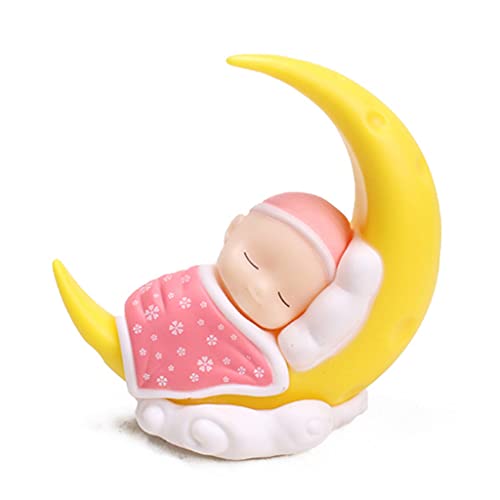 Süße Micro-View-Kuchen-Ornamente, Mond Quilt Cover Cartoon Schlafendes Baby für Kinder Geburtstag Party Gefälligkeiten, Blau/Rosa von Yisawroy