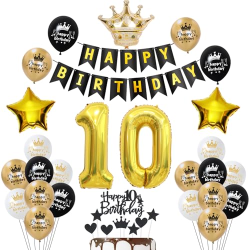 10. Geburtstag Deko Schwarz gold, luftsballon 10. Geburtstag Mädchen Junge Dekoration,Geburtstagsdeko 10 Jahre Mädchen ballon 10. Geburtstag Deko Schwarz gold, luftsballon 10. Geburtstag Mädchen Junge Dekoration,Geburtstagsdeko 10 Jahre Mädchen ballon von Yishamei