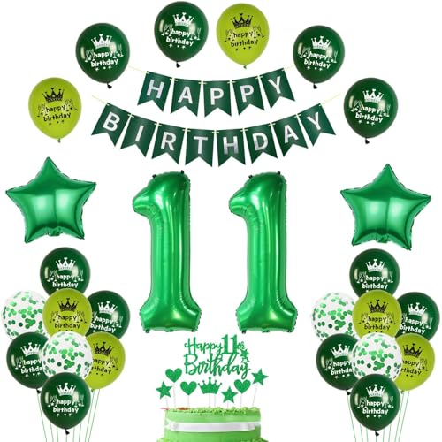 11. Geburtstag Deko Grün, luftsballon 11. Geburtstag Mädchen Junge Dekoration,Geburtstagsdeko 11 Jahre Mädchen ballon, Tortendeko 11. Junge Set 11. Geburtstag Deko Grün, luftsballon 11. Geburtstag Mädchen Junge Dekoration,Geburtstagsdeko 11 Jahre Mädchen ballon, Tortendeko 11. Junge Set von Yishamei