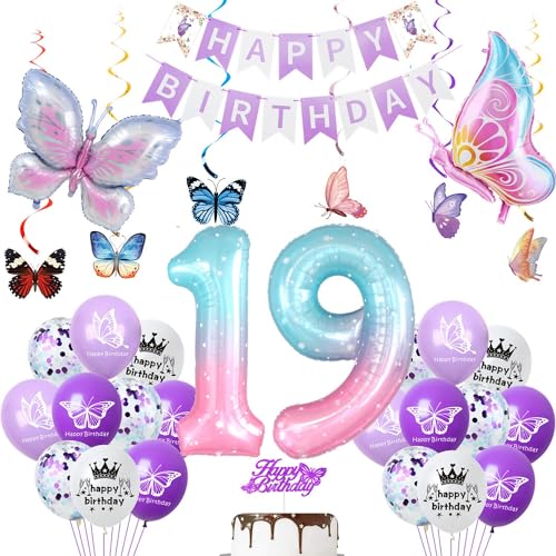 19 Schmetterling Geburtstag Deko Mädchen,Ballon 19 Jahre Schmetterling Deko,Bunt 19 Jahre Mädchen Schmetterlinge Geburtstagsdeko,Schmetterlinge 19. Geburtstag Mädchen Deko,Schmetterling 19 Ballon 19 Schmetterling Geburtstag Deko Mädchen,Ballon 19 Jahre Schmetterling Deko,Bunt 19 Jahre Mädchen Schmetterlinge Geburtstagsdeko,Schmetterlinge 19. Geburtstag Mädchen Deko,Schmetterling 19 Ballon von Yishamei