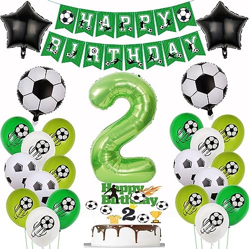 2. Fußball Geburtstag Deko,Fussball Luftballon 2. Geburtstag, Fußball 2 Deko Grün,2 Jahr Luftballons , Cake Topper 2 Junge 2. Fußball Geburtstag Deko,Fussball Luftballon 2. Geburtstag, Fußball 2 Deko Grün,2 Jahr Luftballons , Cake Topper 2 Junge von Yishamei