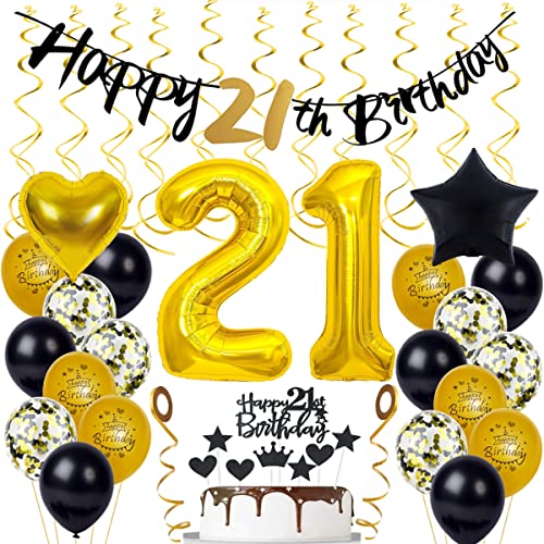 21. Geburtstag Dekoration Gold,Schwarz Tortendeko Geburtstag 21 Jahre Mann, Frau 21. Gold Schwarz Party Deko,Geburtstagsdeko 21. Frauen Männer, 21. Geburtstag Dekoration Gold,Schwarz Tortendeko Geburtstag 21 Jahre Mann, Frau 21. Gold Schwarz Party Deko,Geburtstagsdeko 21. Frauen Männer, von Yishamei