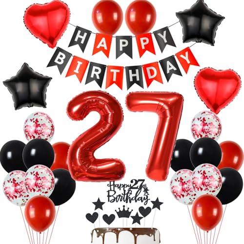 27 Geburtstag Deko Schwarzes Rot, Tortendeko 27. Geburtstag Dekoration Frau, Luftballon 27 Rot Schwarz Mann, Geburtstagsdeko 27 Jahr Frau, Tortendeko 27 Jahre 27 Geburtstag Deko Schwarzes Rot, Tortendeko 27. Geburtstag Dekoration Frau, Luftballon 27 Rot Schwarz Mann, Geburtstagsdeko 27 Jahr Frau, Tortendeko 27 Jahre von Yishamei