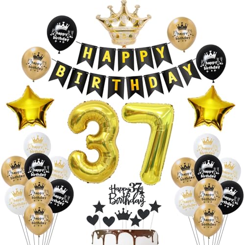 37. Geburtstag Deko Gold Schwarz, luftsballon 37. Geburtstag Frauen Mann Dekoration,Geburtstagsdeko 37 Jahre Frauen ballon 37. Geburtstag Deko Gold Schwarz, luftsballon 37. Geburtstag Frauen Mann Dekoration,Geburtstagsdeko 37 Jahre Frauen ballon von Yishamei