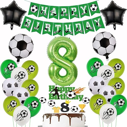 8. Fußball Geburtstag Deko,Fussball Luftballon 8. Geburtstag, Fußball 8 Deko Grün,8 Jahr Luftballons , Cake Topper 8 Junge 8. Fußball Geburtstag Deko,Fussball Luftballon 8. Geburtstag, Fußball 8 Deko Grün,8 Jahr Luftballons , Cake Topper 8 Junge von Yishamei