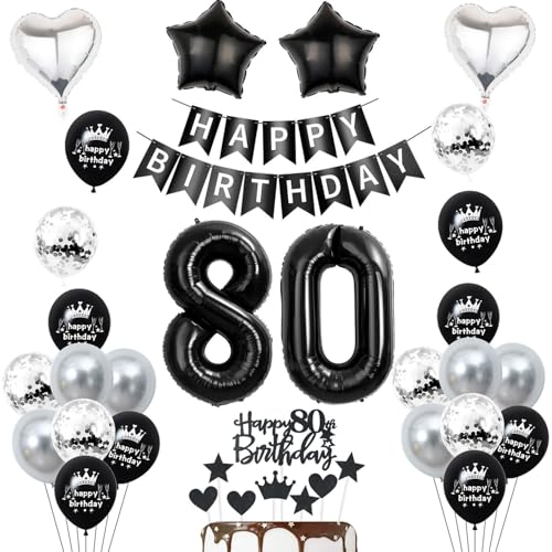 80. Geburtstag Deko Schwarz, luftsballon 80. Geburtstag Frauen Mann Dekoration,Geburtstagsdeko 80 Jahre Frauen ballon, Party Deko 80 ,Tortendeko 80. Mann Set 80. Geburtstag Deko Schwarz, luftsballon 80. Geburtstag Frauen Mann Dekoration,Geburtstagsdeko 80 Jahre Frauen ballon, Party Deko 80 ,Tortendeko 80. Mann Set von Yishamei