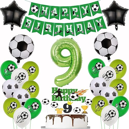 9. Fußball Geburtstag Deko,Fussball Luftballon 9. Geburtstag, Fußball 9 Deko Grün,9 Jahr Luftballons , Cake Topper 9 Junge 9. Fußball Geburtstag Deko,Fussball Luftballon 9. Geburtstag, Fußball 9 Deko Grün,9 Jahr Luftballons , Cake Topper 9 Junge von Yishamei