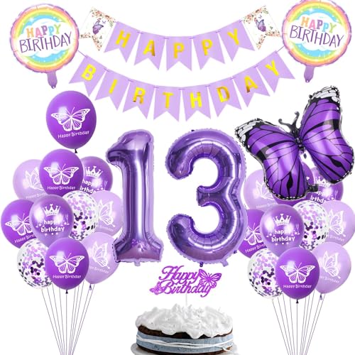 Ballon 13 Jahre Schmetterling Geburtstag Deko, Lila 13 Schmetterling Geburtstag Deko, Mädchen Schmetterlinge 13 Jahre Geburtstagsdeko, Luftballon 13 Mädchen Lila Ballon 13 Jahre Schmetterling Geburtstag Deko, Lila 13 Schmetterling Geburtstag Deko, Mädchen Schmetterlinge 13 Jahre Geburtstagsdeko, Luftballon 13 Mädchen Lila von Yishamei