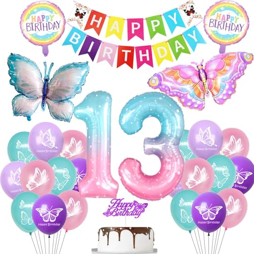 Ballon 13 Jahre Schmetterling Geburtstagsdeko, Bunt Schmetterlinge 13 Jahre Geburtstagsdeko Mädchen, Schmetterlinge 13. Geburtstag Mädchen Deko, Folienballon 13 Bunt Ballon 13 Jahre Schmetterling Geburtstagsdeko, Bunt Schmetterlinge 13 Jahre Geburtstagsdeko Mädchen, Schmetterlinge 13. Geburtstag Mädchen Deko, Folienballon 13 Bunt von Yishamei