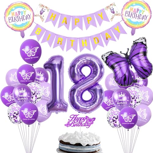 Ballon 18 Jahre Schmetterling Geburtstag Deko, Lila 18 Schmetterling Geburtstag Deko, Mädchen Schmetterlinge 18 Jahre Geburtstagsdeko, Luftballon 18 Mädchen Lila Ballon 18 Jahre Schmetterling Geburtstag Deko, Lila 18 Schmetterling Geburtstag Deko, Mädchen Schmetterlinge 18 Jahre Geburtstagsdeko, Luftballon 18 Mädchen Lila von Yishamei
