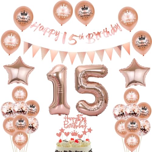 Deko 15. Geburtstag Mädchen, Tortendeko 15 Geburtstag Mädchen Deko,Geschenk für 15. Rosegold,luftballon 15, Geburtstagsdeko 15 jahre Ballon Deko 15. Geburtstag Mädchen, Tortendeko 15 Geburtstag Mädchen Deko,Geschenk für 15. Rosegold,luftballon 15, Geburtstagsdeko 15 jahre Ballon von Yishamei
