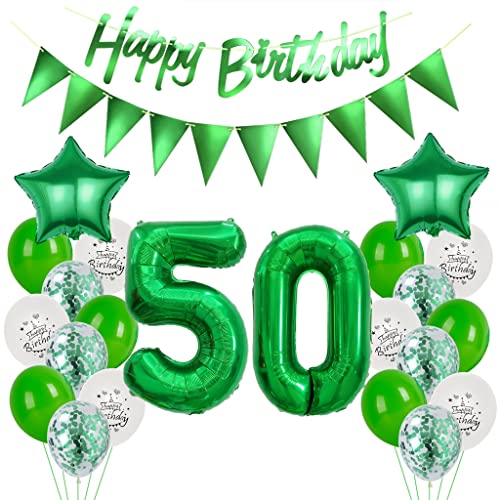 Grün 50. Geburtstag Dekoration, Luftballon 50. Geburtstag Deko, Grün Tortendeko Geburtstag 50 Jahre Frau, Deko 50. Geburtstag Mann Frau, Grün Deko 50. Geburtstag Ballons von Yishamei