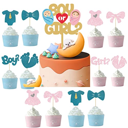 Jungen oder Mädchen Tortendeko, Boy or Girl Kuchen Deko, Jungen oder Mädchen Cake Topper, Gender Reveal Cupcake Topper Kuchen Dekoration für Baby Shower Torte Deko Gender Revelation Party Jungen oder Mädchen Tortendeko, Boy or Girl Kuchen Deko, Jungen oder Mädchen Cake Topper, Gender Reveal Cupcake Topper Kuchen Dekoration für Baby Shower Torte Deko Gender Revelation Party von Yishamei
