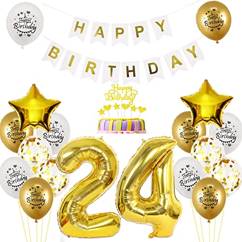 Luftballon 24. Geburtstag deko mann Gold Weiß Geburtstagsdeko 24 Jahre Geburtstag dekoration Weiß Gold Folien Ballon 24 Geburtstag frau junge deko Tortendeko 24th Happy Birthday deko Luftballon 24. Geburtstag deko mann Gold Weiß Geburtstagsdeko 24 Jahre Geburtstag dekoration Weiß Gold Folien Ballon 24 Geburtstag frau junge deko Tortendeko 24th Happy Birthday deko von Yishamei