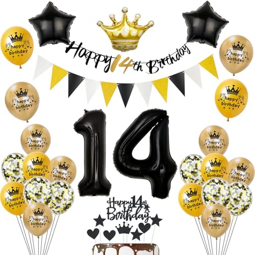 Luftballon 14. Geburtstag Dekoration,Schwarz Geburtstag 14 Jahre Junge Luftballon 14. Geburtstag Dekoration,Schwarz Geburtstag 14 Jahre Junge von Yishamei