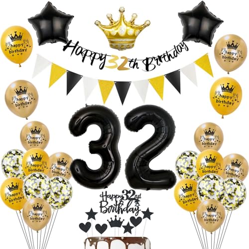 Luftballon 32. Geburtstag Dekoration,Schwarz Geburtstag 32 Jahre Mann,32 Frauen,Geburtstagsdeko 32 Jahre Frauen ballons,32. Geburtstagdeko für Männer,Tortendeko 32 Frauen Luftballon 32. Geburtstag Dekoration,Schwarz Geburtstag 32 Jahre Mann,32 Frauen,Geburtstagsdeko 32 Jahre Frauen ballons,32. Geburtstagdeko für Männer,Tortendeko 32 Frauen von Yishamei
