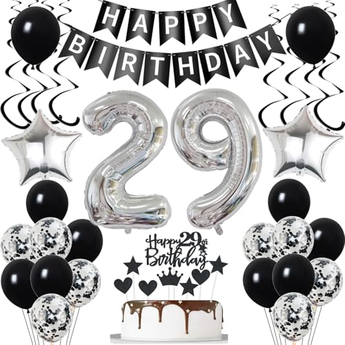 Luftsballon 29. Geburtstag Dekoration Schwarz Silber Geburtstagsdeko 29 Jahre Frauen tortendeko 29 Geburtstag Frauen Mann ballons 29. Geburtstag Deko Kuchen Deko 29 Geburtstag Männer Frau deko Luftsballon 29. Geburtstag Dekoration Schwarz Silber Geburtstagsdeko 29 Jahre Frauen tortendeko 29 Geburtstag Frauen Mann ballons 29. Geburtstag Deko Kuchen Deko 29 Geburtstag Männer Frau deko von Yishamei