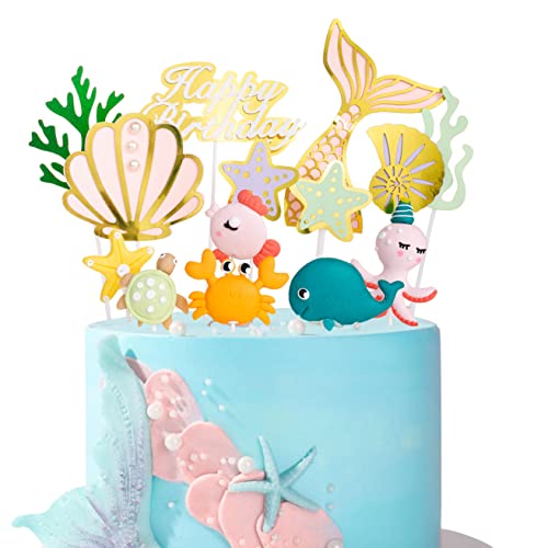 Meerestier Tortendeko, Meer Kuchen Deko, Meerestier Kuchen Topper, Ozean Kuchendekoration, Meerestier Cake Toppers Kinder Ozean Theme Kuchen Dekoration Tortenstecker Kuchendeckel von Yishamei