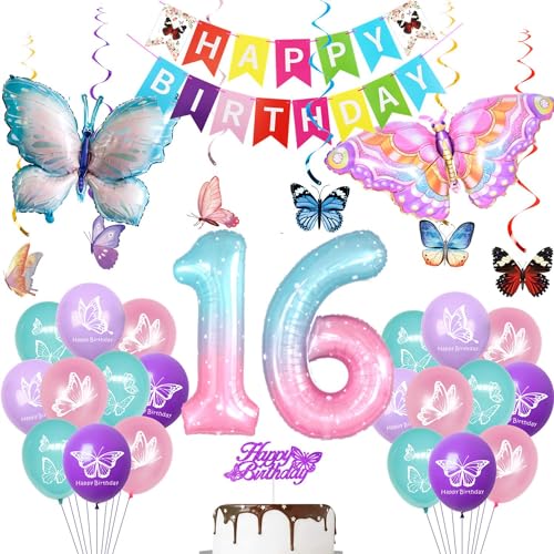 Schmetterling 16. Geburtstag Luftballons Mädchen, Ballon 16 Jahre Schmetterling Geburtstag Deko, Schmetterlinge 16 Jahre Mädchen Geburtstag Dekoration, Bunt Schmetterling 16. Geburtstag Ballons Schmetterling 16. Geburtstag Luftballons Mädchen, Ballon 16 Jahre Schmetterling Geburtstag Deko, Schmetterlinge 16 Jahre Mädchen Geburtstag Dekoration, Bunt Schmetterling 16. Geburtstag Ballons von Yishamei