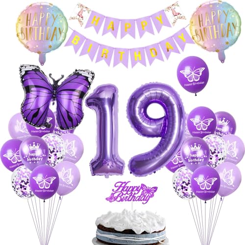 Schmetterling 19 Jahre Geburtstag Deko Mädchen, 19 Jahre Schmetterlinge Geburtstagsdeko Lila, Schmetterlinge 19. Geburtstag Mädchen Deko, Lila 19 Schmetterling Themen Party Schmetterling 19 Jahre Geburtstag Deko Mädchen, 19 Jahre Schmetterlinge Geburtstagsdeko Lila, Schmetterlinge 19. Geburtstag Mädchen Deko, Lila 19 Schmetterling Themen Party von Yishamei