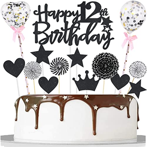 Tortendeko 12 Schwarz 12 Jahre Junge Mädchen Tortendeko Kuchendeko 12. Geburtstag Schwarz Happy 12th Birthday Tortendeko 12 Kuchenaufsatz 12. Kuchen Topper für 12. Geburtstag Party Kuchen Deko Tortendeko 12 Schwarz 12 Jahre Junge Mädchen Tortendeko Kuchendeko 12. Geburtstag Schwarz Happy 12th Birthday Tortendeko 12 Kuchenaufsatz 12. Kuchen Topper für 12. Geburtstag Party Kuchen Deko von Yishamei